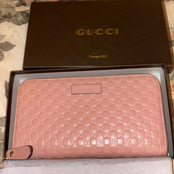 GUCCI Micro Guccissima Pink Zip Around wallet EUC with box LOOK! - Picture 1 of 12